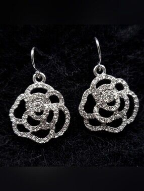 Sparkle Silver-toned Drop‎ Earrings.